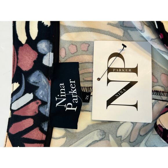 NWT Nina Parker Womens Plus 2X Tribal Printed Tailored Straigh Leg Pants Artsy - Picture 10 of 16